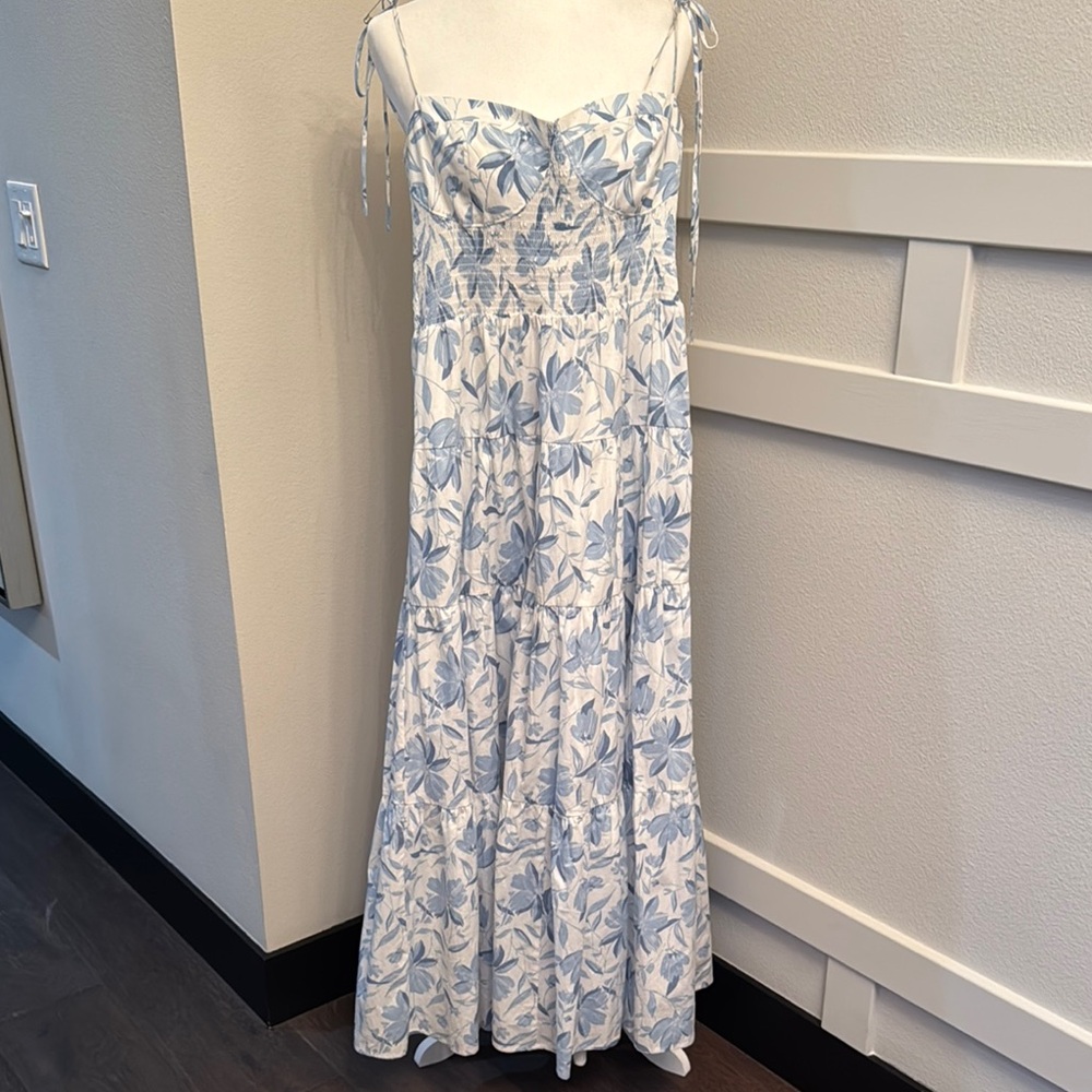 Wayf Blue and White Floral Dress